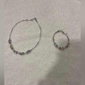 Silver toned crystal bracelet and necklace set​​​​​​​